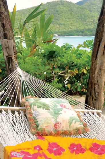 A comfortable hammock invites homeowners and guests to relax outside.
